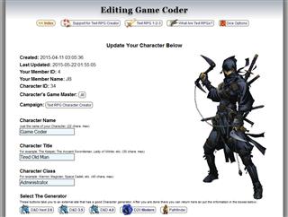 Text RPG Character Creator