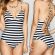   Women One-piece Stripes Swimwear