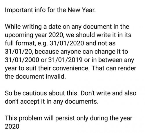 Be Careful Writing Or Accepting 2020 Documents
